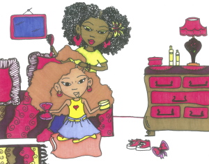 A page from "I Love Me And My BIG Hair" written by Julia R. Davis and Illustrated by Ayanna Davis